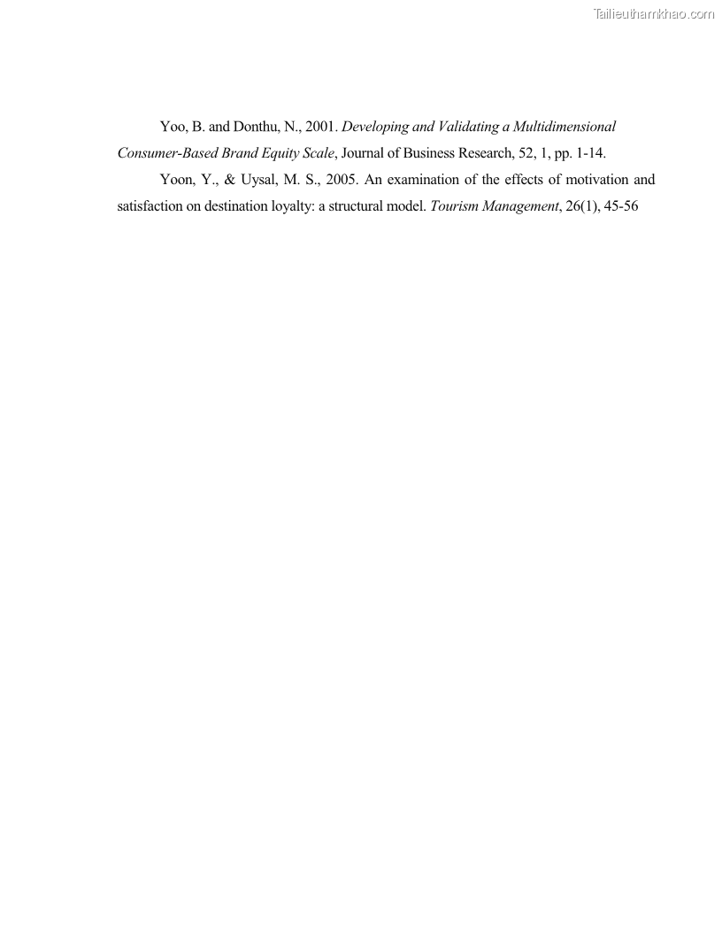Luận văn thạc sĩ kinh tế Nghiên cứu mối quan hệ các yếu tố cấu thành giá trị thương hiệu du lịch - 7 Trang 79