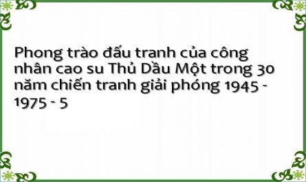 Phong Trào Công Nhân Cao Su Thủ Dầu Một Trong 15 Năm Vận Động Giải Phóng Dân Tộc (1930-1945.)