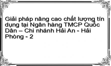 Giải pháp nâng cao chất lượng tín dụng tại Ngân hàng TMCP Quốc Dân – Chi nhánh Hải An - Hải Phòng - 2
