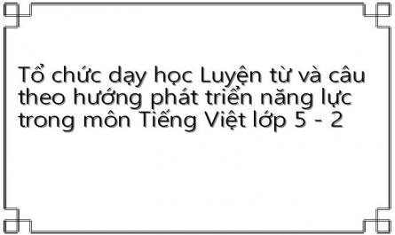 Tổ chức dạy học Luyện từ và câu theo hướng phát triển năng lực trong môn Tiếng Việt lớp 5 - 2