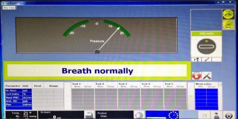 Hình 2 7 Màn hình đo oxid nitric mũi Bệnh nhân hít vào thở ra liên tục đạt 7