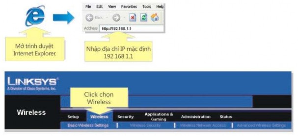 Tại mục Wireless Basic Wireless Settings chọ nút Manual để cấu hình wireless Bước 2 10