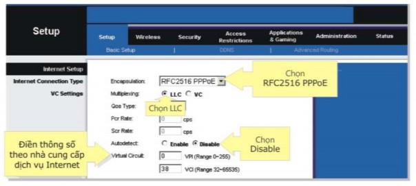 Bước 4 Click chuột chọn Save Settings để lưu thông tin cấu hình Bước 5 Chọn tab 5