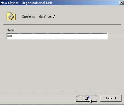Kích phải chuột vào OU wifi mới tạo → chọn New → User Nhập tên user mới như 12