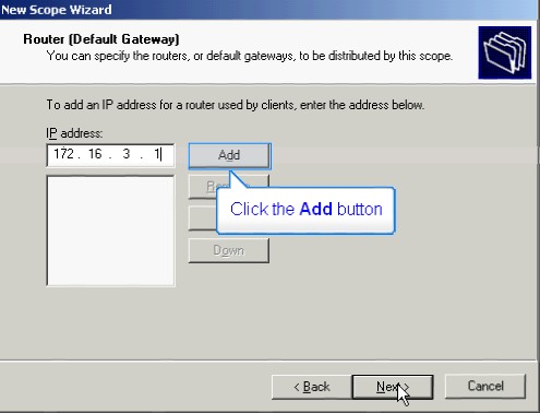Nhập các thông số Parent domain dom1 com IP address 172 16 3 1 và kích chuột vào nút 2