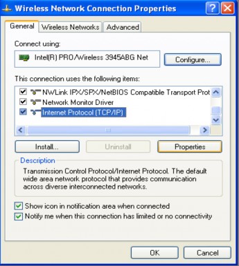 Hộp thoại Internet Protocol Properties xuất hiện ta tiến hành đặt địa chỉ IP cho 2