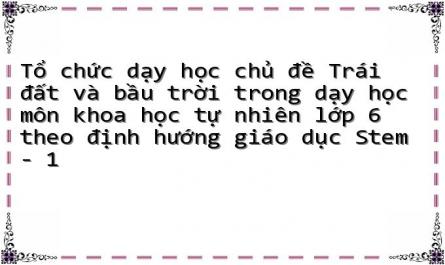 Tổ chức dạy học chủ đề Trái đất và bầu trời trong dạy học môn khoa học tự nhiên lớp 6 theo định hướng giáo dục Stem - 1