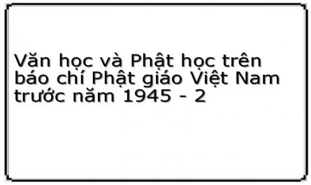 Văn học và Phật học trên báo chí Phật giáo Việt Nam trước năm 1945 - 2