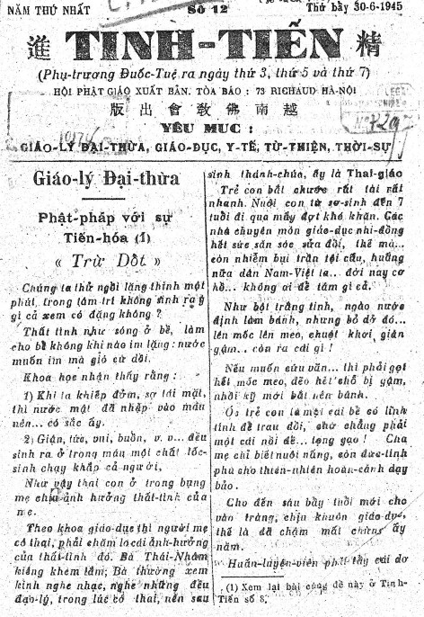 15 Báo Tinh tiến PHỤ LỤC 2 Một số trang thơ văn trên báo chí Phật giáo trước 1