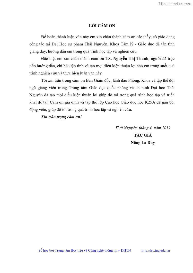 Luận văn thạc sĩ khoa học giáo dục Giáo dục kỷ luật cho sinh viên tại Trung tâm Giáo dục quốc phòng và an ninh - Đại học Thái Nguyên - 1 Trang 4