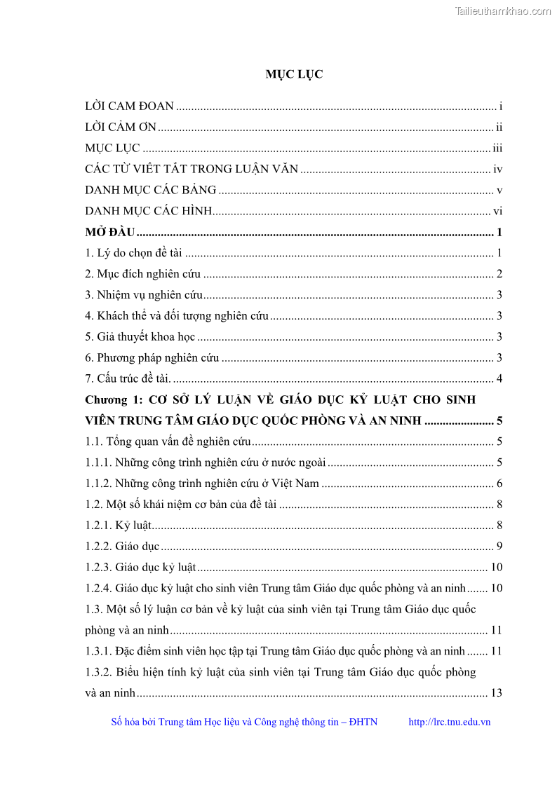 Luận văn thạc sĩ khoa học giáo dục Giáo dục kỷ luật cho sinh viên tại Trung tâm Giáo dục quốc phòng và an ninh - Đại học Thái Nguyên - 1 Trang 5