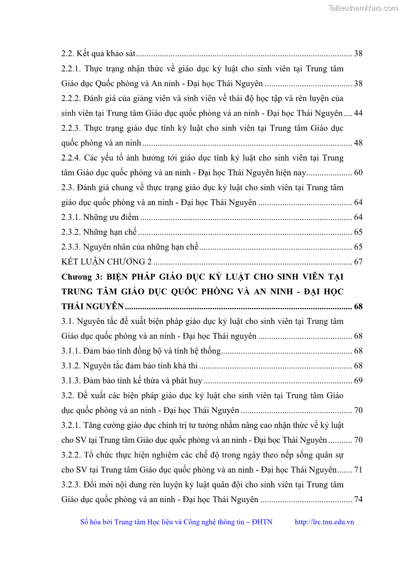 Luận văn thạc sĩ khoa học giáo dục Giáo dục kỷ luật cho sinh viên tại Trung tâm Giáo dục quốc phòng và an ninh - Đại học Thái Nguyên - 1 Trang 7