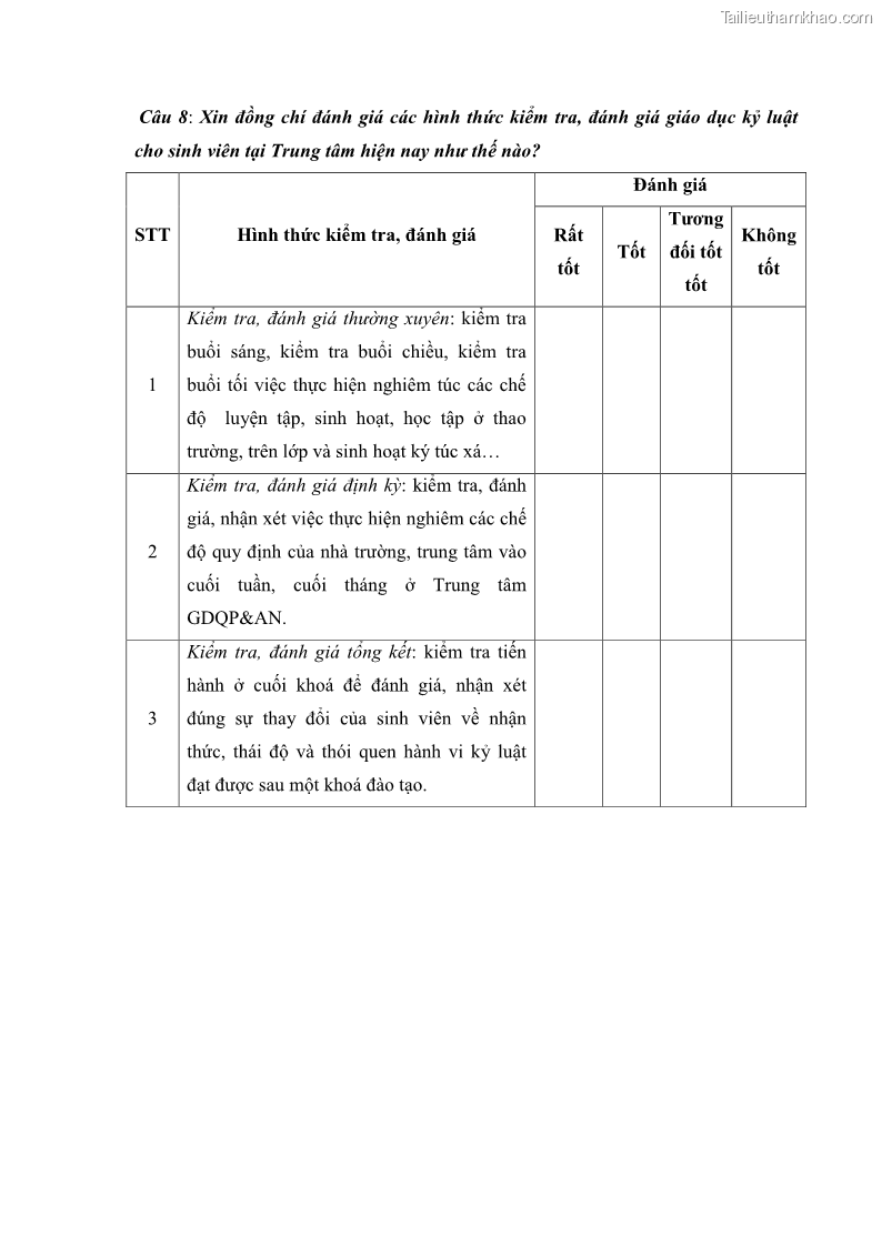 Luận văn thạc sĩ khoa học giáo dục Giáo dục kỷ luật cho sinh viên tại Trung tâm Giáo dục quốc phòng và an ninh - Đại học Thái Nguyên - 10 Trang 120