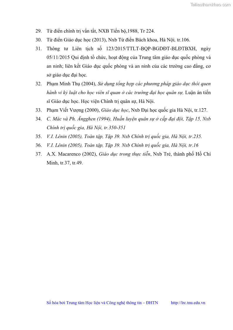Luận văn thạc sĩ khoa học giáo dục Giáo dục kỷ luật cho sinh viên tại Trung tâm Giáo dục quốc phòng và an ninh - Đại học Thái Nguyên - 10 Trang 113