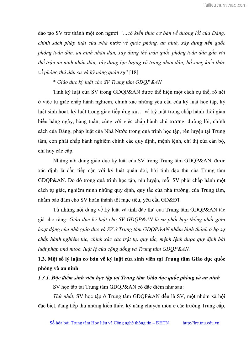 Luận văn thạc sĩ khoa học giáo dục Giáo dục kỷ luật cho sinh viên tại Trung tâm Giáo dục quốc phòng và an ninh - Đại học Thái Nguyên - 2 Trang 22
