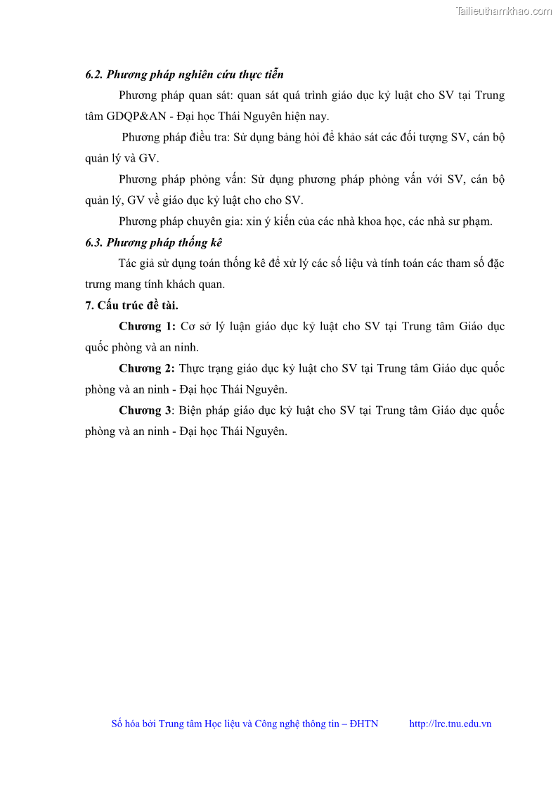Luận văn thạc sĩ khoa học giáo dục Giáo dục kỷ luật cho sinh viên tại Trung tâm Giáo dục quốc phòng và an ninh - Đại học Thái Nguyên - 2 Trang 15