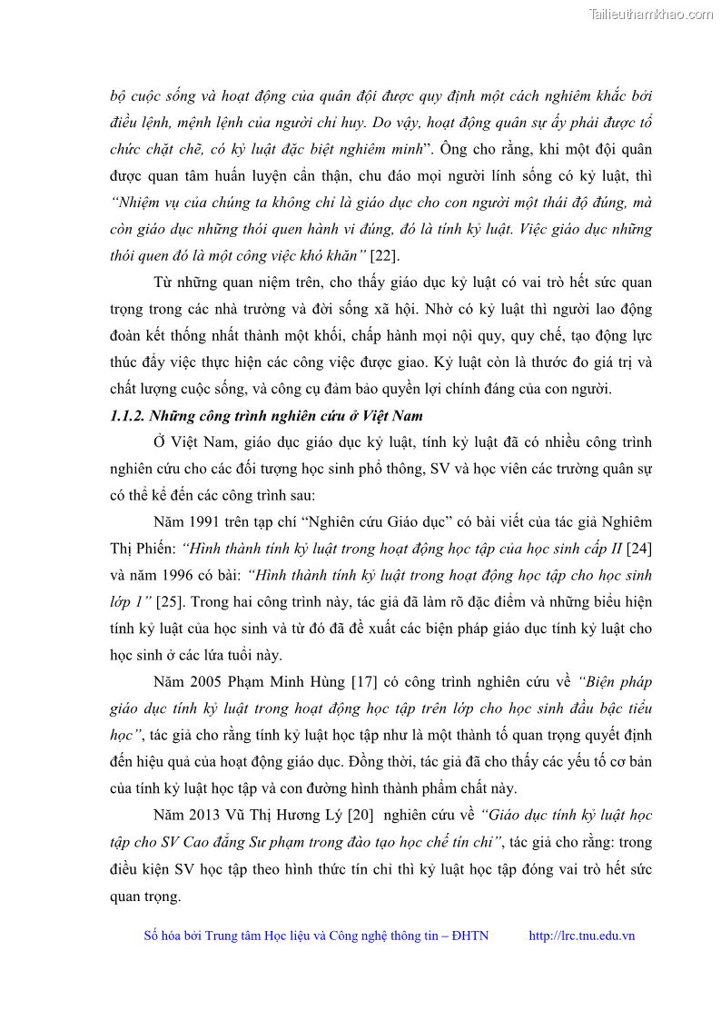 Luận văn thạc sĩ khoa học giáo dục Giáo dục kỷ luật cho sinh viên tại Trung tâm Giáo dục quốc phòng và an ninh - Đại học Thái Nguyên - 2 Trang 17