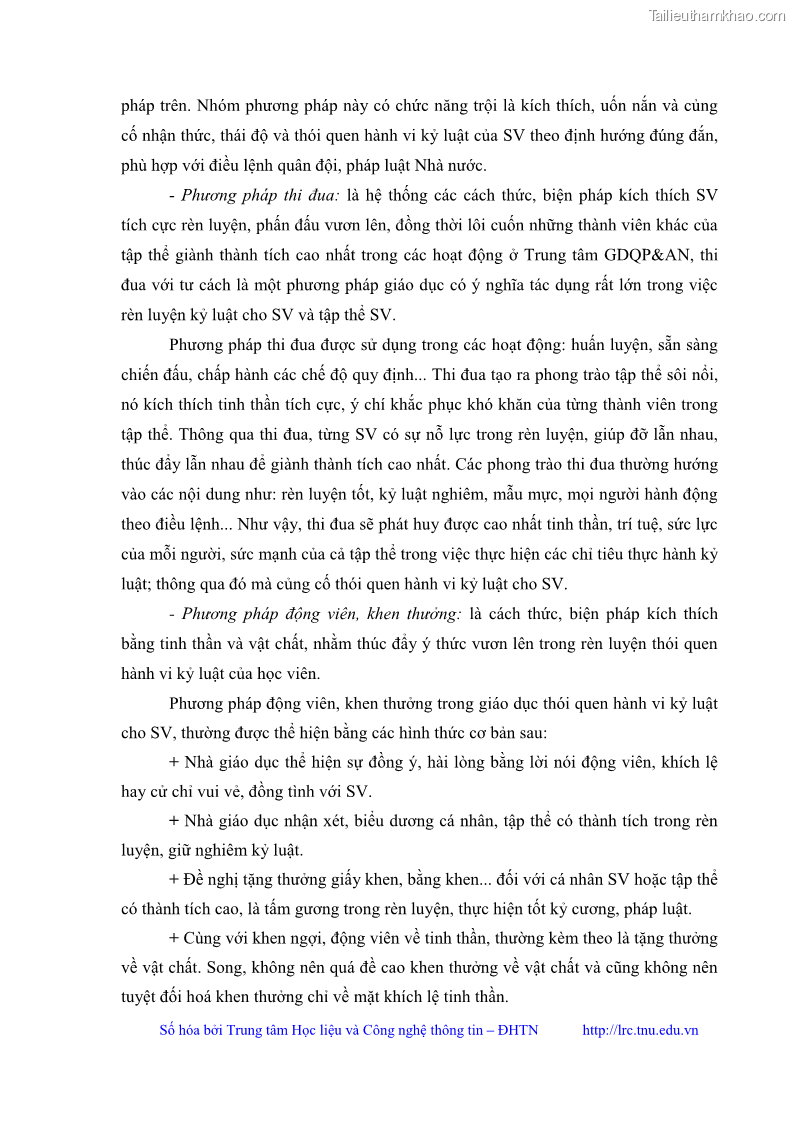 Luận văn thạc sĩ khoa học giáo dục Giáo dục kỷ luật cho sinh viên tại Trung tâm Giáo dục quốc phòng và an ninh - Đại học Thái Nguyên - 3 Trang 35
