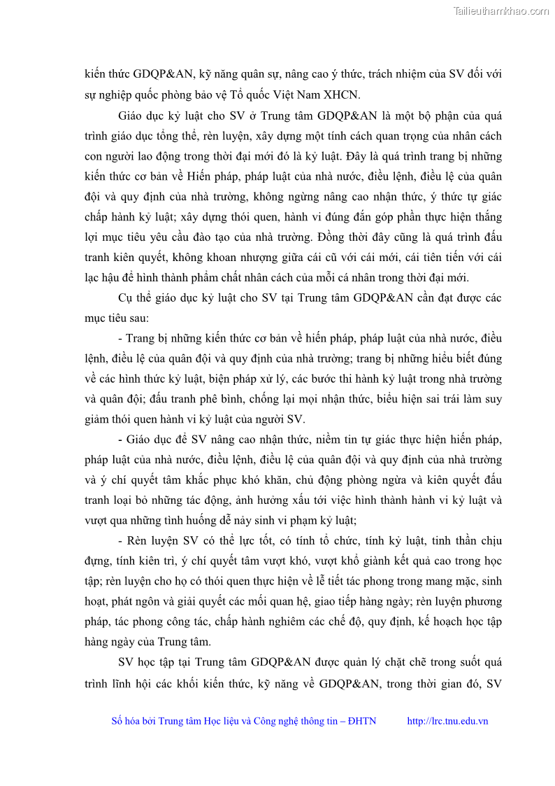 Luận văn thạc sĩ khoa học giáo dục Giáo dục kỷ luật cho sinh viên tại Trung tâm Giáo dục quốc phòng và an ninh - Đại học Thái Nguyên - 3 Trang 28
