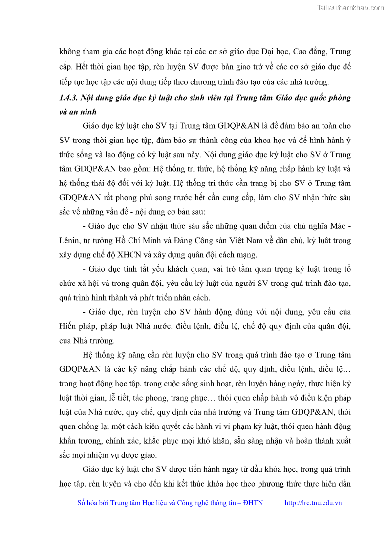 Luận văn thạc sĩ khoa học giáo dục Giáo dục kỷ luật cho sinh viên tại Trung tâm Giáo dục quốc phòng và an ninh - Đại học Thái Nguyên - 3 Trang 29