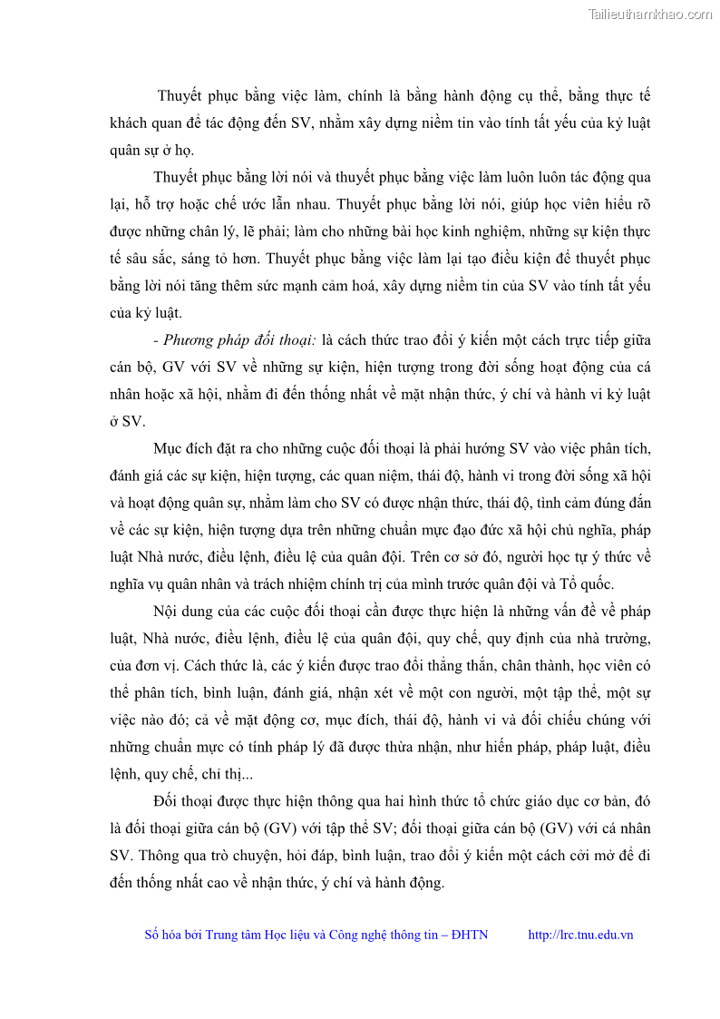 Luận văn thạc sĩ khoa học giáo dục Giáo dục kỷ luật cho sinh viên tại Trung tâm Giáo dục quốc phòng và an ninh - Đại học Thái Nguyên - 3 Trang 31