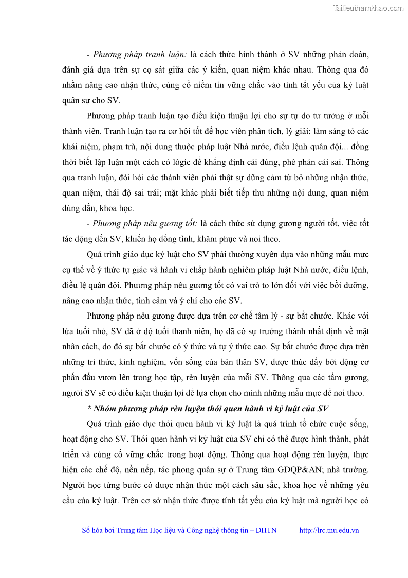 Luận văn thạc sĩ khoa học giáo dục Giáo dục kỷ luật cho sinh viên tại Trung tâm Giáo dục quốc phòng và an ninh - Đại học Thái Nguyên - 3 Trang 32