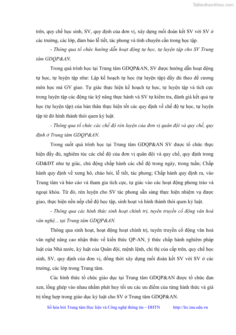 Luận văn thạc sĩ khoa học giáo dục Giáo dục kỷ luật cho sinh viên tại Trung tâm Giáo dục quốc phòng và an ninh - Đại học Thái Nguyên - 4 Trang 37