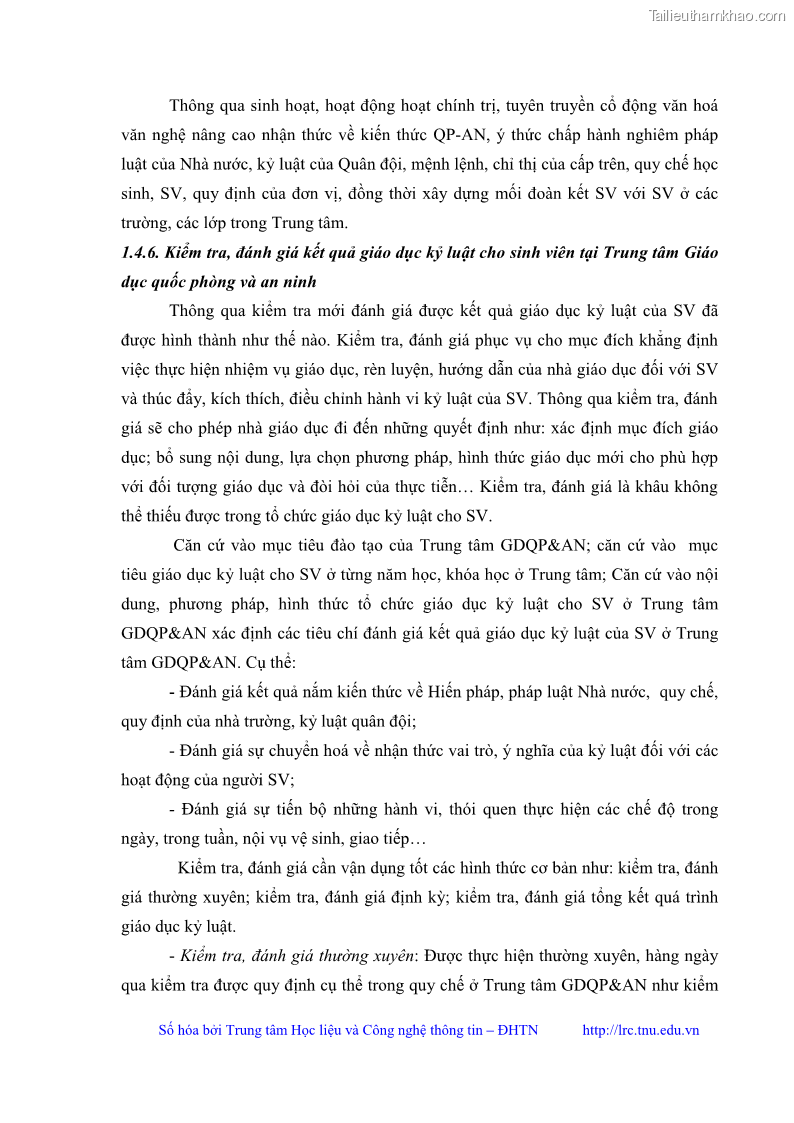 Luận văn thạc sĩ khoa học giáo dục Giáo dục kỷ luật cho sinh viên tại Trung tâm Giáo dục quốc phòng và an ninh - Đại học Thái Nguyên - 4 Trang 38