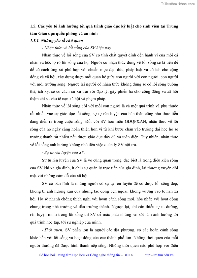 Luận văn thạc sĩ khoa học giáo dục Giáo dục kỷ luật cho sinh viên tại Trung tâm Giáo dục quốc phòng và an ninh - Đại học Thái Nguyên - 4 Trang 40