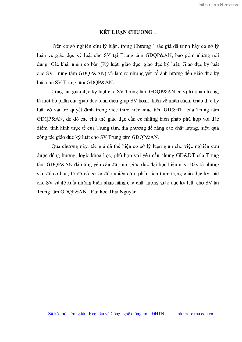 Luận văn thạc sĩ khoa học giáo dục Giáo dục kỷ luật cho sinh viên tại Trung tâm Giáo dục quốc phòng và an ninh - Đại học Thái Nguyên - 4 Trang 44