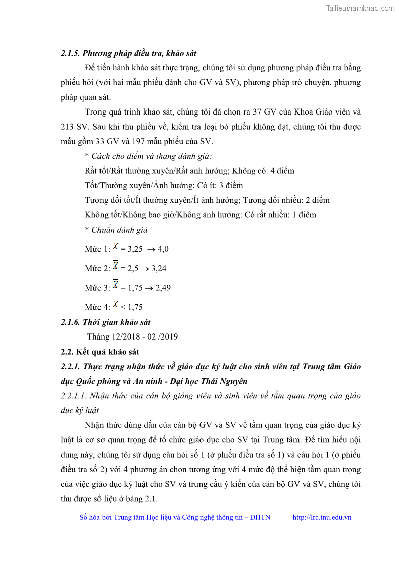 Luận văn thạc sĩ khoa học giáo dục Giáo dục kỷ luật cho sinh viên tại Trung tâm Giáo dục quốc phòng và an ninh - Đại học Thái Nguyên - 5 Trang 49