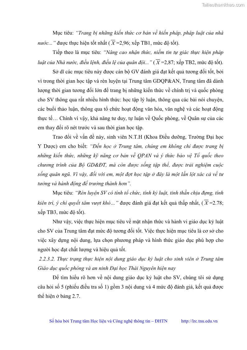 Luận văn thạc sĩ khoa học giáo dục Giáo dục kỷ luật cho sinh viên tại Trung tâm Giáo dục quốc phòng và an ninh - Đại học Thái Nguyên - 6 Trang 61