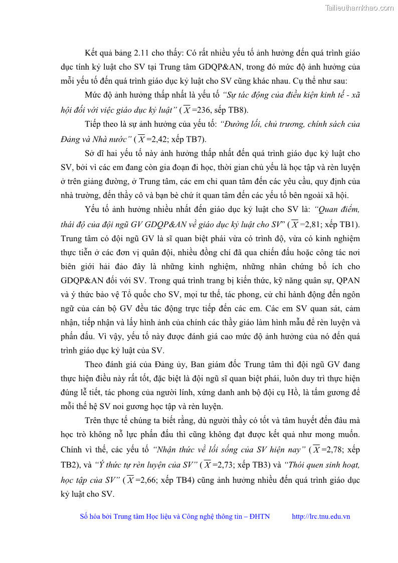 Luận văn thạc sĩ khoa học giáo dục Giáo dục kỷ luật cho sinh viên tại Trung tâm Giáo dục quốc phòng và an ninh - Đại học Thái Nguyên - 6 Trang 72