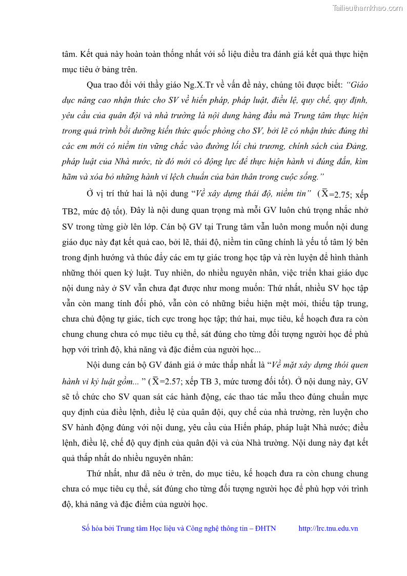 Luận văn thạc sĩ khoa học giáo dục Giáo dục kỷ luật cho sinh viên tại Trung tâm Giáo dục quốc phòng và an ninh - Đại học Thái Nguyên - 6 Trang 63
