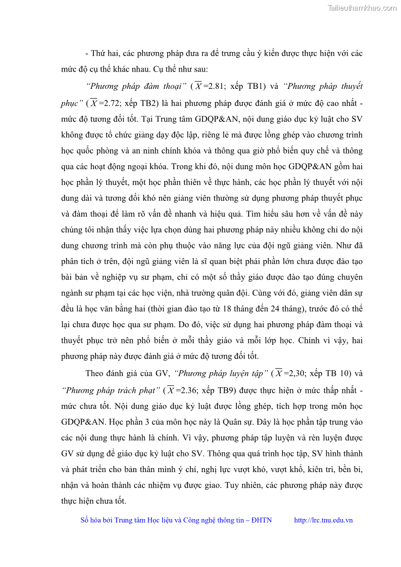Luận văn thạc sĩ khoa học giáo dục Giáo dục kỷ luật cho sinh viên tại Trung tâm Giáo dục quốc phòng và an ninh - Đại học Thái Nguyên - 6 Trang 65