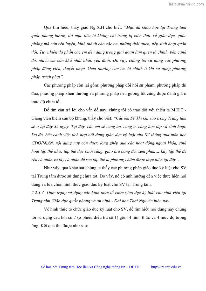 Luận văn thạc sĩ khoa học giáo dục Giáo dục kỷ luật cho sinh viên tại Trung tâm Giáo dục quốc phòng và an ninh - Đại học Thái Nguyên - 6 Trang 66