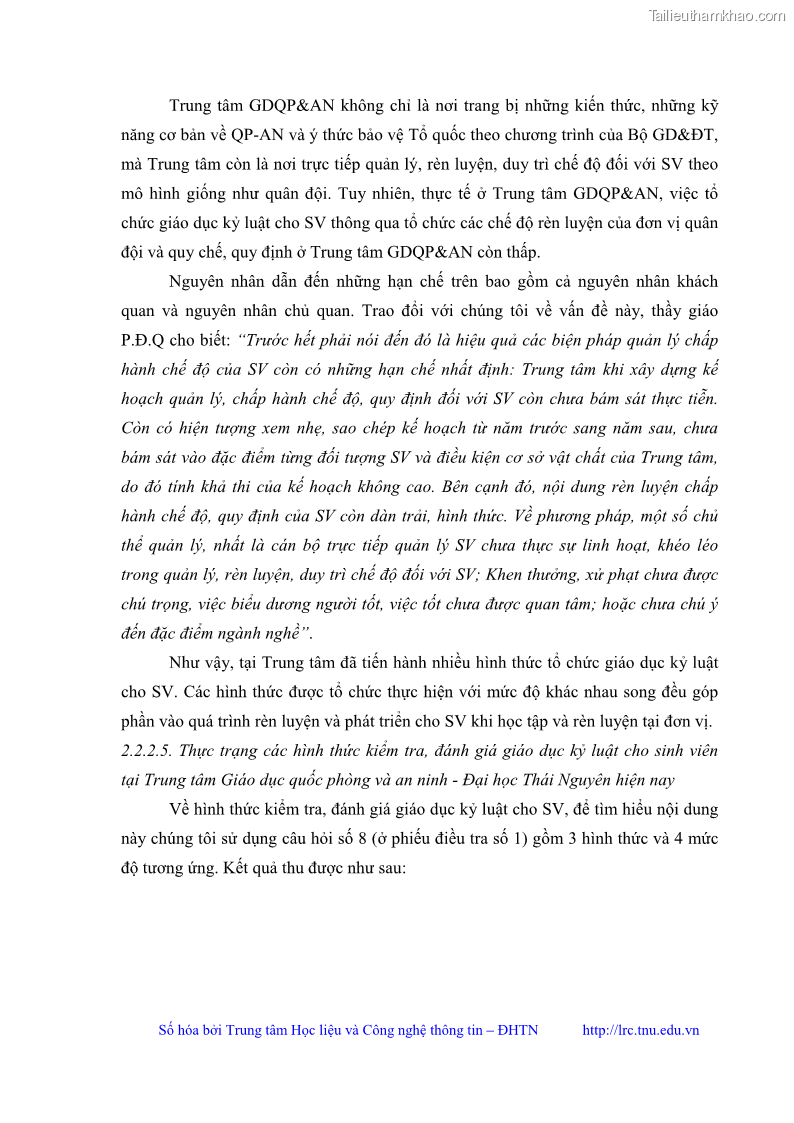 Luận văn thạc sĩ khoa học giáo dục Giáo dục kỷ luật cho sinh viên tại Trung tâm Giáo dục quốc phòng và an ninh - Đại học Thái Nguyên - 6 Trang 69