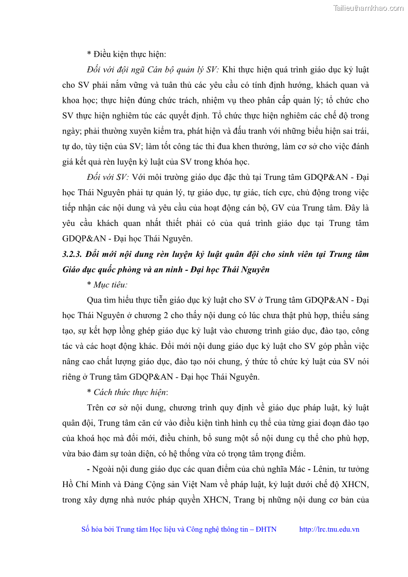 Luận văn thạc sĩ khoa học giáo dục Giáo dục kỷ luật cho sinh viên tại Trung tâm Giáo dục quốc phòng và an ninh - Đại học Thái Nguyên - 8 Trang 85