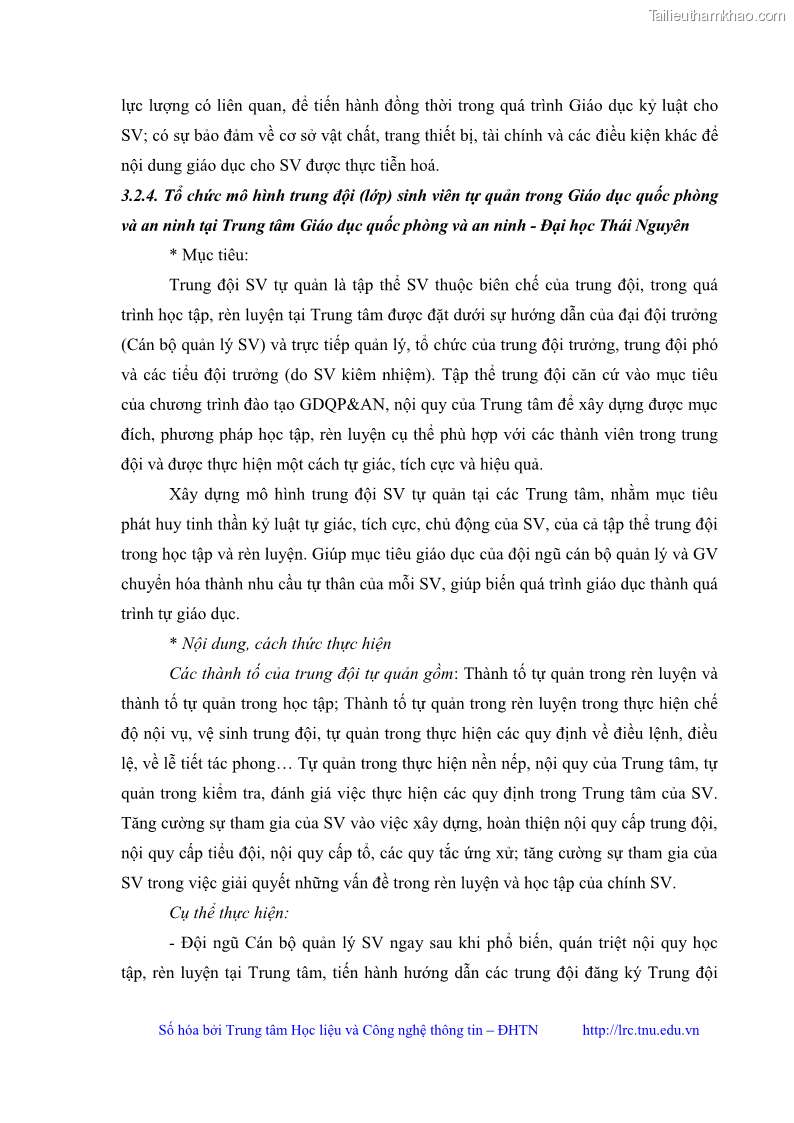 Luận văn thạc sĩ khoa học giáo dục Giáo dục kỷ luật cho sinh viên tại Trung tâm Giáo dục quốc phòng và an ninh - Đại học Thái Nguyên - 8 Trang 87