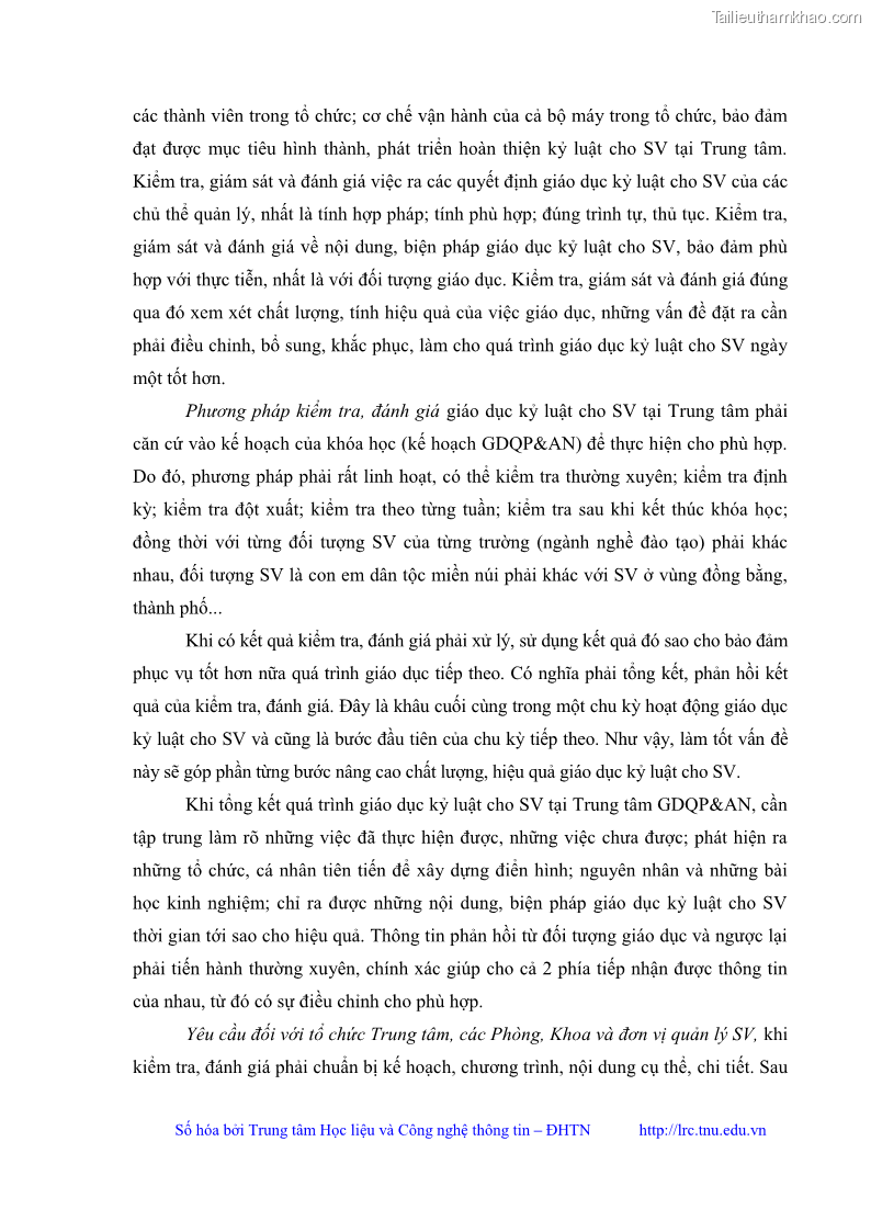 Luận văn thạc sĩ khoa học giáo dục Giáo dục kỷ luật cho sinh viên tại Trung tâm Giáo dục quốc phòng và an ninh - Đại học Thái Nguyên - 9 Trang 97