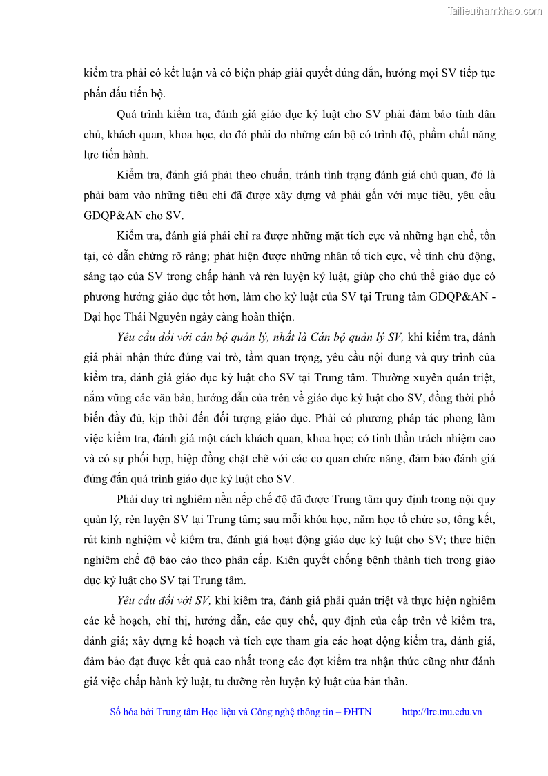 Luận văn thạc sĩ khoa học giáo dục Giáo dục kỷ luật cho sinh viên tại Trung tâm Giáo dục quốc phòng và an ninh - Đại học Thái Nguyên - 9 Trang 98