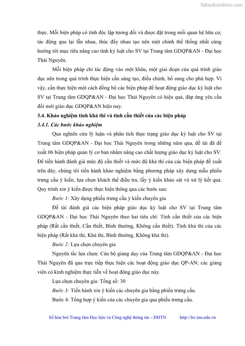 Luận văn thạc sĩ khoa học giáo dục Giáo dục kỷ luật cho sinh viên tại Trung tâm Giáo dục quốc phòng và an ninh - Đại học Thái Nguyên - 9 Trang 102