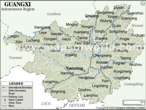 Nguồn http www mapsofworld com china provinces guangxi Bản đồ địa giới hành chính 1