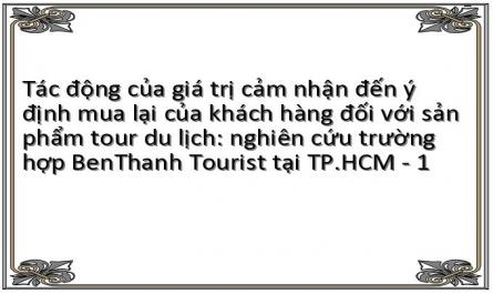 Tác động của giá trị cảm nhận đến ý định mua lại của khách hàng đối với sản phẩm tour du lịch: nghiên cứu trường hợp BenThanh Tourist tại TP.HCM - 1