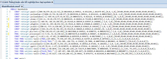 Hình 3 19 Khai báo biến cho robot 3 4 2 Chương trình Cấu trúc chương trình gồm 2 2