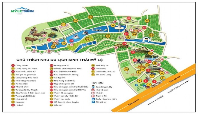 Hình 2 1 Chú thích KDL sinh thái Mỹ Lệ Hình 2 2 Hồ bơi trong KDL Hình 2 3 Tượng 1