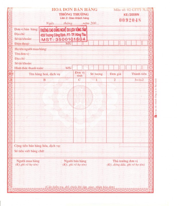 Hóa đơn Giá trị gia tăng Bộ Tài chính phát hành Hóa đơn bán hàng thông thường 4