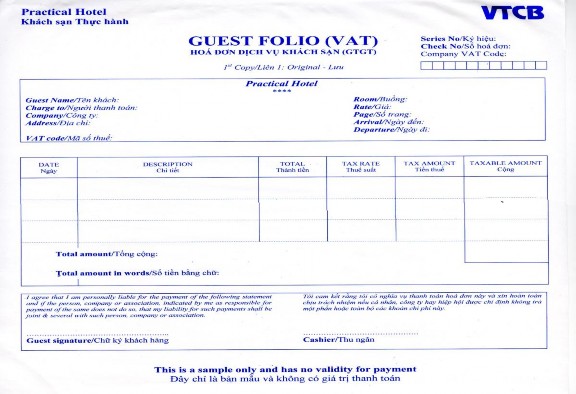 2 4 Biên nhận đặt cọc Mỗi khách sạn có thể thiết kế mẫu riêng hoặc sử 1