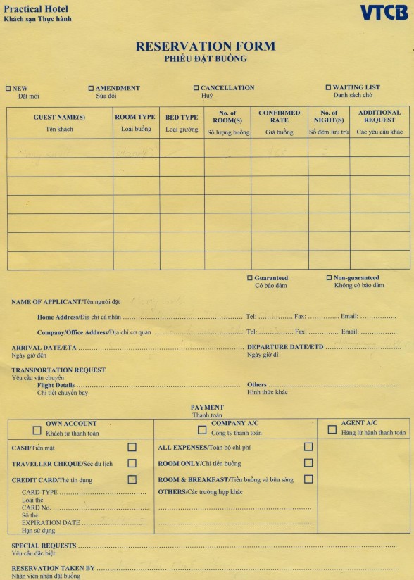 2 6 Phiếu theo dõi dịch vụ của khách 2 7 Phiếu thu đổi ngoại tệ 2 8 Hợp 3
