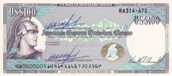 Nơi khách mua séc Hình minh họa Tờ Séc du lịch American Express đã qua sử dụng 7